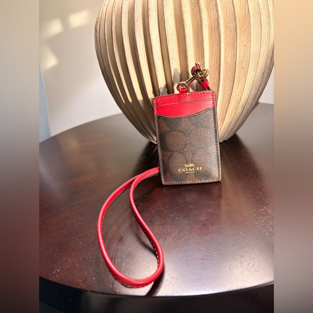 Coach Red and Brown ID Holder - Picture 2 of 4